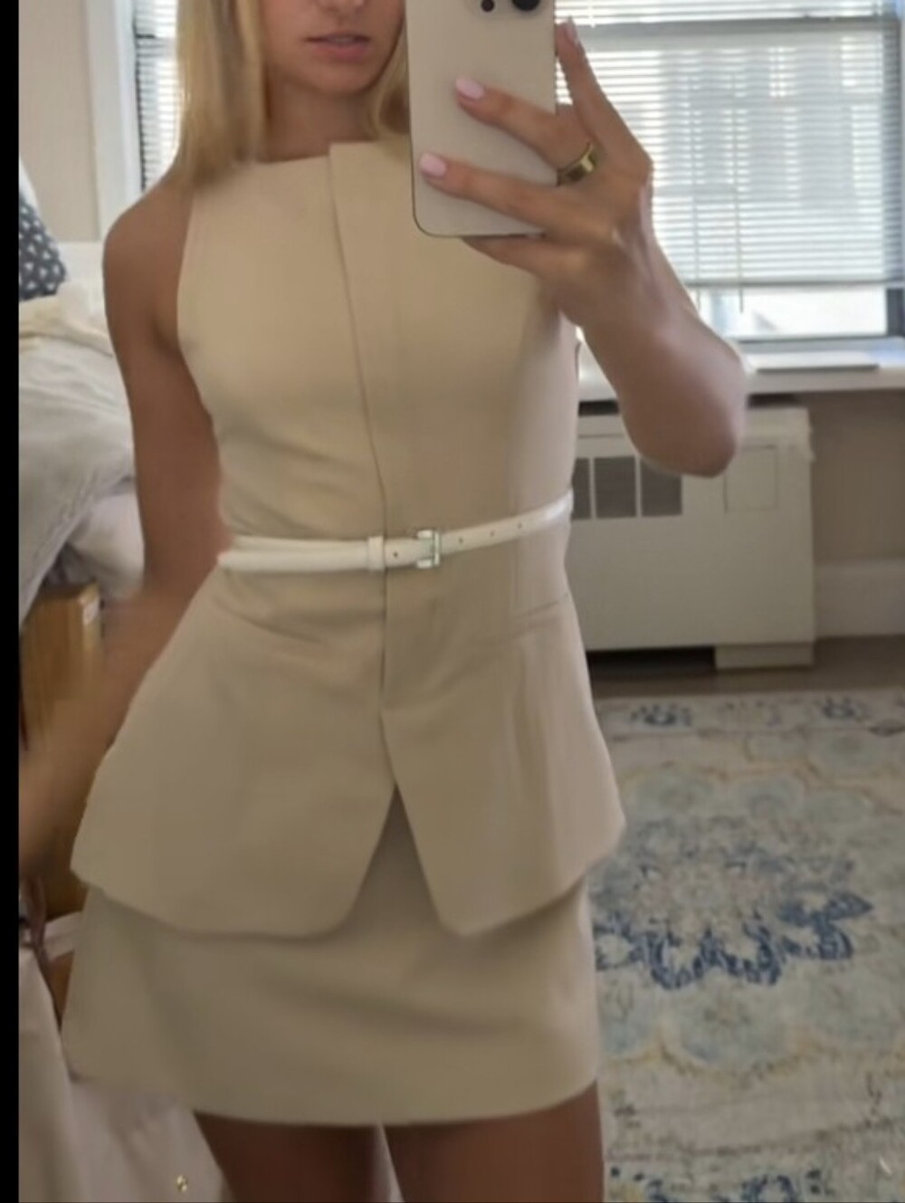 Zara Belted Mini Dress Cream Size S
